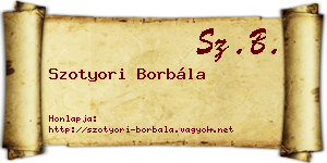 Szotyori Borbála névjegykártya
